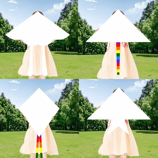 逍遥劲秧歌diy风筝材料包自制迷你金鱼纸鸢涂鸦填色绘画儿童手工空白小风筝 白蝴蝶竹子风筝+100米线板 【全套安装绘画工具】