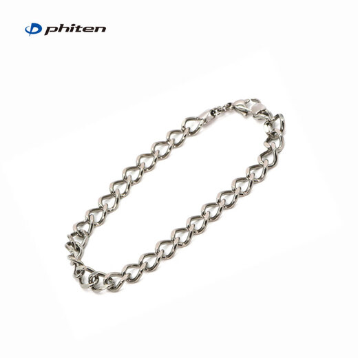 Phiten Japanese classic Cuban chain titanium necklace hip-hop style fashionable titanium bracelet Chopin chain men's business high-end necklace silver titanium bracelet (19cm flat style (widened))