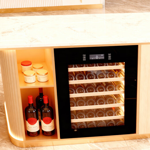 Seclusion and fame handleless touch door embedded red wine cabinet constant temperature wine cabinet tea beverage cabinet frost-free air-cooled heat-free frequency conversion wine cabinet fully embedded wine cabinet 696 height single temperature black/variable frequency 36 bottles