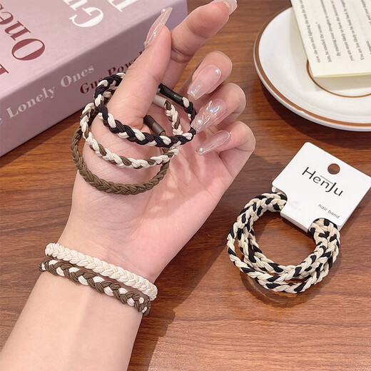 Jieweiyi headband women's high-end large intestine hair band rubber band hair leather case durable high ponytail hair accessories hair rope head accessories BH-FQ117 mixed color 5-piece set