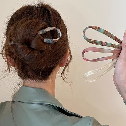 Mansheng simple acetic acid u-shaped hairpin for women, high-end, cute and cute ball head artifact hairpin hairpin 2025 new headwear ins mermaid white