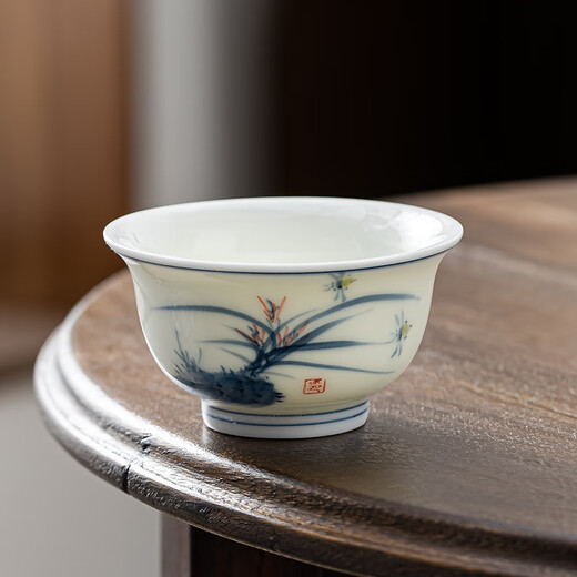 Simitang hand-painted ceramic master cup tea cup pressure hand cup water cup kung fu tea set thin tea cup gift birthday gift