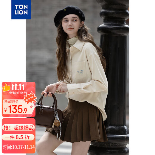 TonLion 2025 Autumn Women’s Sweet Small Label Design Long Sleeve Shirt