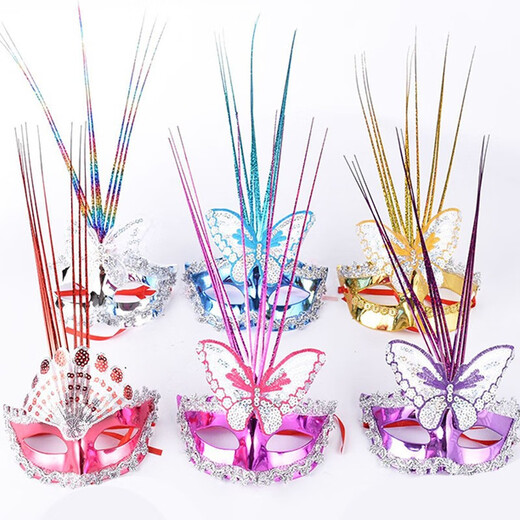 Yinmi (ENRMIIV) luminous fox mask half-face ancient style mask for girls Japanese-style firefly forest mask anime Halloween props with feathered luminous rabbit mask