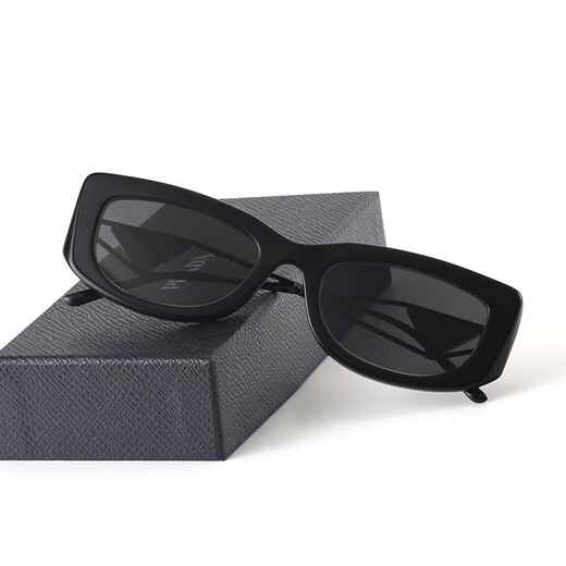 PRADA Triangular Logo Sunglasses Women SPR14Y Tian Yitong Same Style Sunglasses Casual Fashion Sunglasses Gift for Girlfriend 1AB-5S0-Black