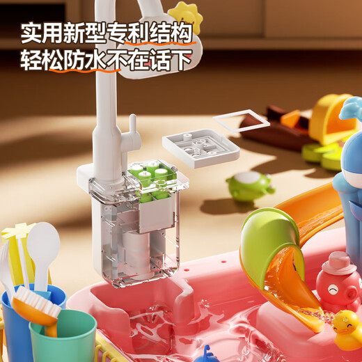 Eve Stone SPECIAL GIRL LIKE YOU Playing Water Toys Children's Dishwasher Toys Circulating Water Washing Sink Vegetables Baby 1-3 years old Playing House Girl Upgrade Charging Version Whale Slide Electric Dishwasher Water Park Girls' Birthday Gifts 3-6 years old