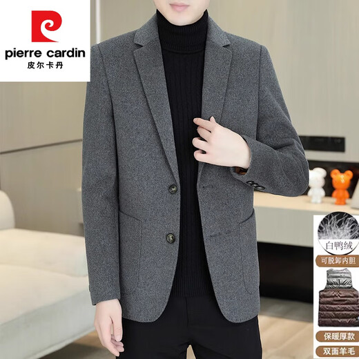 Pierre Cardin Cashmere Coat Men's Thick Wool Suit Autumn and Winter Short Down Liner Double-Sided Wool Jacket Men's Winter Camel HYX-6802 Short Wool Double-Sided Wool Suit 3XL 160-175Jin Jin is equal to 0.5 kg