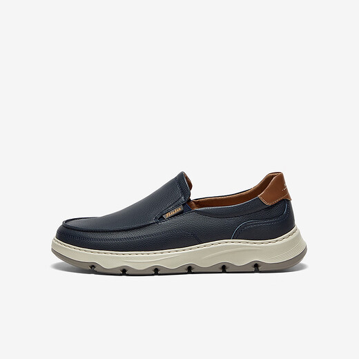 Bata loafers men's 2025 spring casual breathable cowhide thick sole one foot pedal G6850AM5 dark blue 40