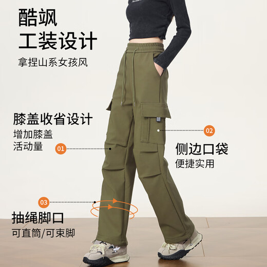 Freedom style velvet overalls women's autumn and winter thickened 2025 American loose casual sports pants waterproof water-repellent paratrooper assault pants