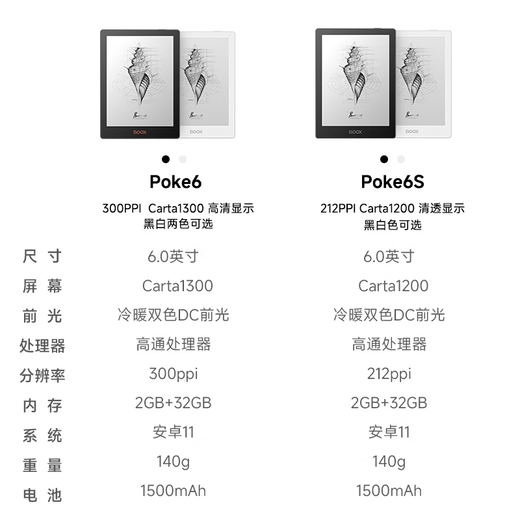 BOOX aragonite electronic paper book Poke6 national subsidy 6-inch ink screen e-book electronic paper black small screen reader portable reading tablet computer office book