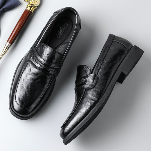 
CARTELO men's leather shoes soft sole foot cover business casual shoes loafers breathable one-foot leather shoes men 9906 black 43