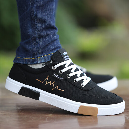 
Raft core men's shoes 2023 canvas shoes summer new breathable men's casual shoes versatile sports shoes shoes old Beijing cloth shoes 6636 black and white canvas 39