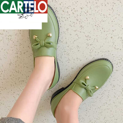 Katile crocodile fashion shallow mouth women's rain boots for women's kitchen work non-slip waterproof shoes low top shoes car washing work shoes rubber shoes rain H553 black 37