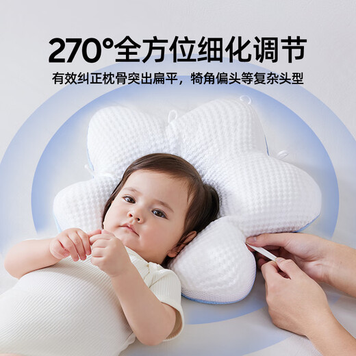 Jingqi Baby Shaping Pillow Anti-Mild Head Correcting Head Shape Correction 0-6-12 Months Newborn Baby Pillow Pink 7A Antibacterial Cooling and Warming Double Sided