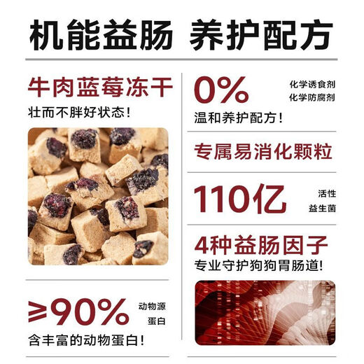 Myfoodie (Myfoodie) Myfoodie dog food beef blueberry freeze-dried double combination Teddy Corgi adult dog puppy general whole dog food 2kg beef blueberry freeze-dried dog food 2kg