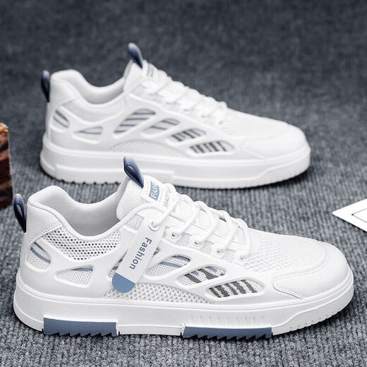 Guiqi Spring 2025 Men's Shoes Breathable Canvas Shoes Men's Trendy and Versatile White Shoes Thick Sole Sports and Leisure Flat Shoes Trendy Shoes Beige 43