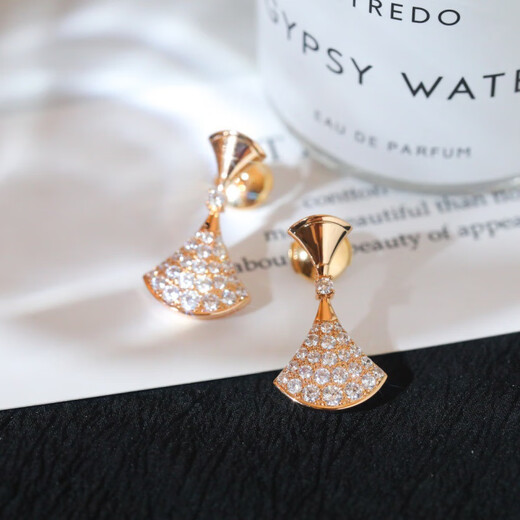 DL 1998 Fat Donglai same style earrings 18k gold 18K gold earrings for women rose gold white mother-of-pearl skirt temperament fan-shaped earrings rose rose gold carnelian - small size