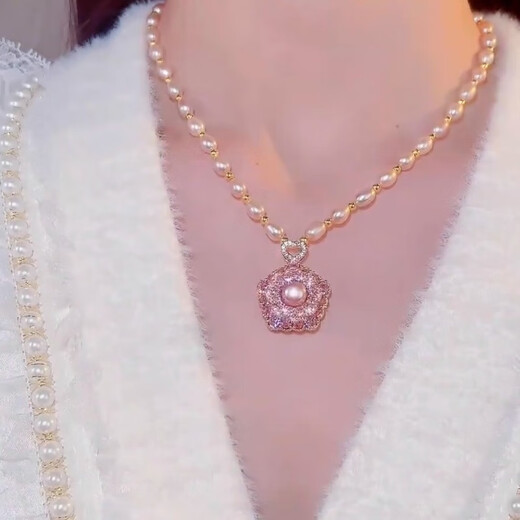 Fat Donglai's same style freshwater pearl pendant Shi Lai Chun niche design twist neck chain trendy clavicle chain Shi Lai Chun pearl necklace