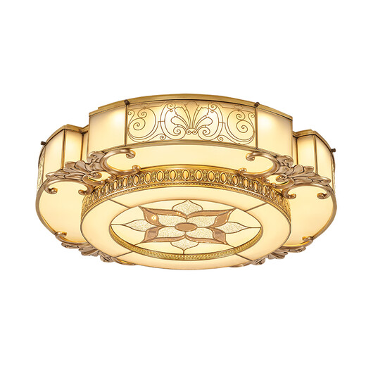 Lepptoy American living room ceiling lamp simple round full copper hall lamp dining room bedroom simple European LED master bedroom lamp petal style - diameter 60CM