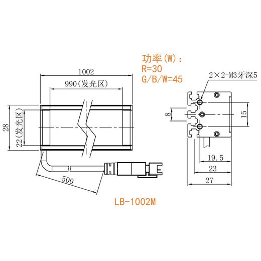Xmsj28mm breit 4 Reihen leichter Perlenstab Licht Quelle hohe Helligkeit großer Sichtfeld Erkennung Industrielle Maschinenleuchte LB1047M Länge 1047* Breite 28 mm