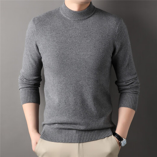 Dongguan Dalang sweater men's thickened full wool sweater high-end half turtleneck autumn and winter machine washable warm solid color knitted black XL-140-160Jin Jin equals 0.5 kg