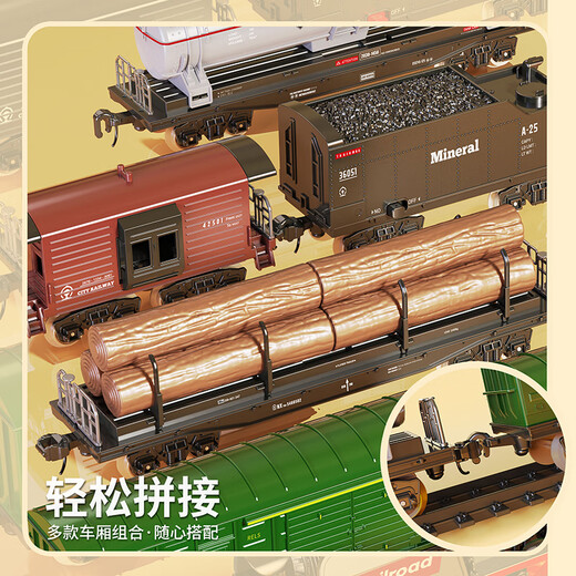 Iberi Children's Toys Boy 3-6-8-12 Jahre alte Dampfzug mit Gleislade-Hochgeschwindigkeits-Eisenbahnmodell Geburtstagsgeschenk 5 Box + 2 Bäume-verlängerte Strecke-Geschenkbox Boy Birthday Gift Train Modellaufladbar