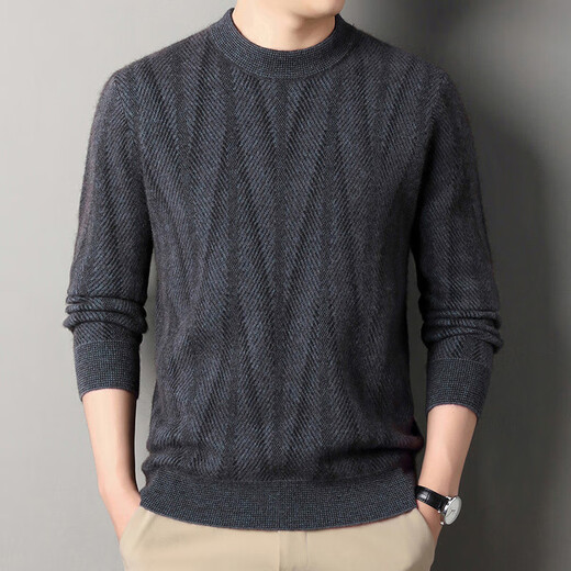 Deer King Optim cashmere sweater men's sweater 2025 winter new thickened warm sweater 100 pure cashmere middle-aged base layer dark green M 165 recommended weight 100-120Jin Jin equals 0.5 kg