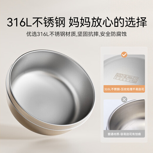 
YEEHOO baby food bowl special rice noodles water-filled insulation bowl constant temperature stainless steel children's full set tableware bowl