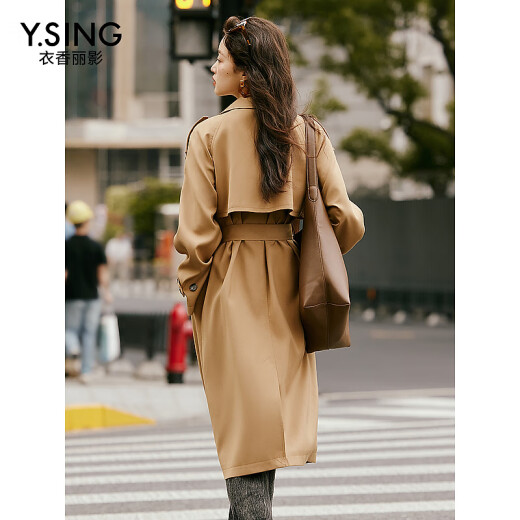 Yixiang Liying windbreaker women's mid-length high-end style British style coat is popular this autumn, mocha brown L