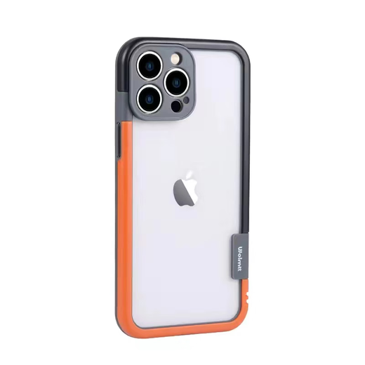 魔杰乐 适用苹果14promax手机壳iPhone15pro新款夏天散热透气13撞色无背板镂空硅胶12pro软壳男女高级感 精孔款-【黑橙撞色】边框无背板保护套 iPhone 12 Pro Max