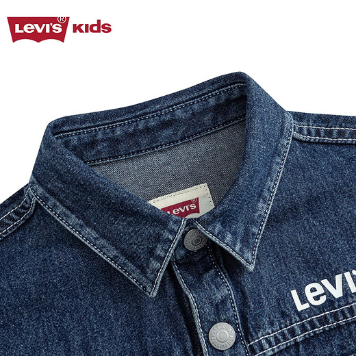 Levi s Levi's children's clothing boys' long-sleeved cotton denim shirt autumn new children's cardigan top jacket lake bottom blue 140/68 recommended height 128-140cm