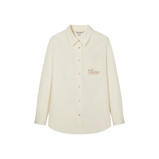 Teenie Weenie Bear Women's Shirt Autumn Shirt Long Sleeve Commuting Top Simple Casual Jacket Women's Cream White S (160)