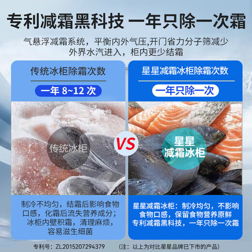 Star (XINGX) first-level energy efficiency household stocking small freezer fully frozen refrigeration small mini commercial energy-saving frost reduction 80% fresh-keeping freezer single temperature small refrigerator 200L -30 degrees deep cooling upgraded PCM liner