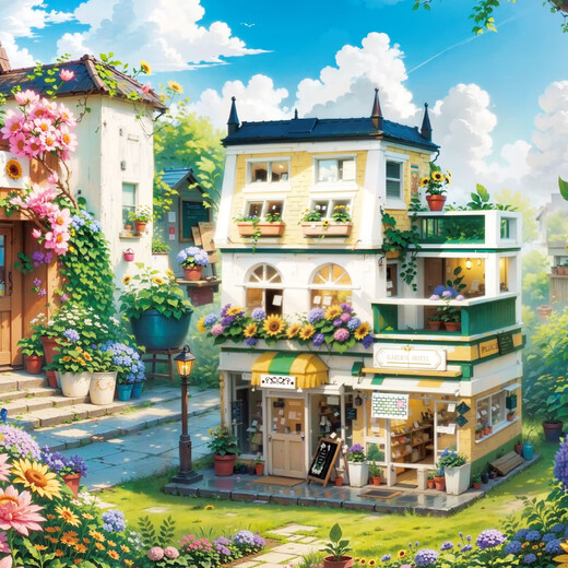 Zhegao Family Qifu Building Blocs 2025 New Girl Series Assemblé Villa House Compatible avec LEGO Building Blocs Hotel Hotel Castle Girls Toys Double Floor - Wangwang Villa + Lighting [1048 Grains]