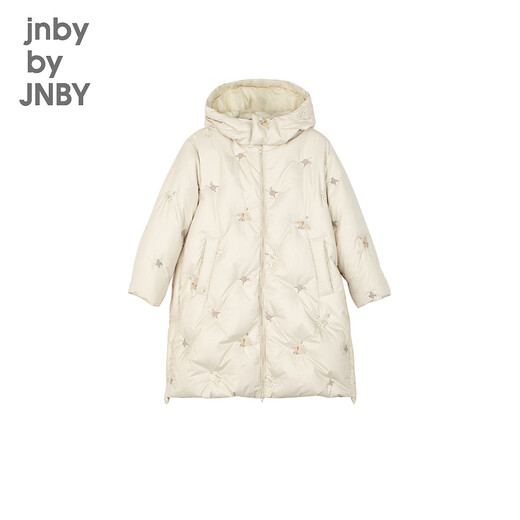 Jnby von Jnby Jiangnan Stoff Kinderkleidung Winterkleidung Jungen und Mädchen Lange Down Jacket mit Kapozen Stickmuster Kinder 1N0C13601 056 kaltgrau 120 cm