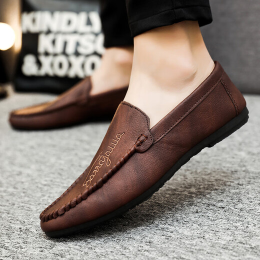 
Woodpecker 2025 youth summer versatile Korean new lazy bean shoes trendy casual men's loafer shoes with one foot D838 black 39
