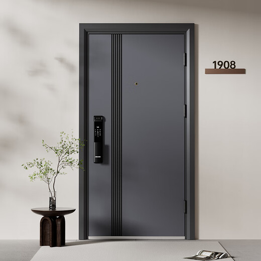 OUDILE thickened Class A security door entrance door + anti-plitting and explosion-proof safety door mother door + smart door lock fingerprint lock Visible cat eye lock 2050*1050/2150*960