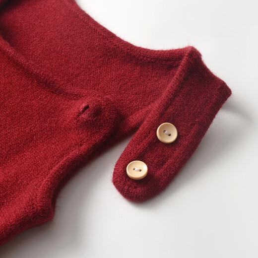 Auro Mesa Autumn and Winter Baby Clothes New Year Red Men and Women Baby Christmas Tree Overalls Knitted Sweater Pants Burgundy 90cm