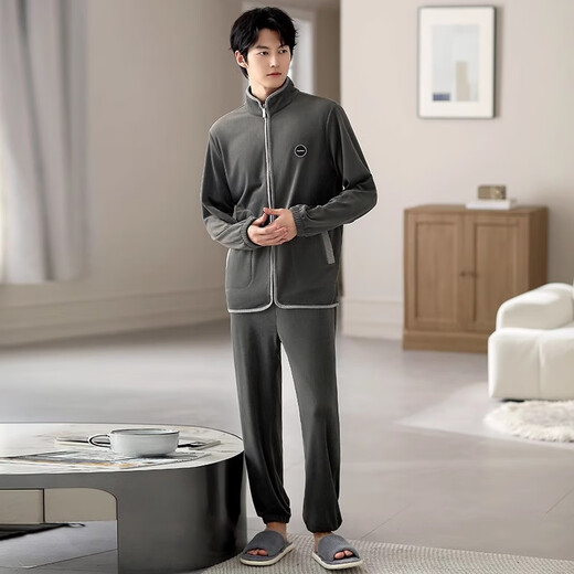 Pajamas yunzhi pour le velours de corail d'hiver pour hommes épaissis et velours velours d'automne et d'île hivernale Velvet Velvet de grande taille Spring et automne décontractés Contrôlant 9731-Sea Cucumber Gray M (165): recommandé pour 100-120 Jin [Jin est égal à 0,5 kg] pour porter