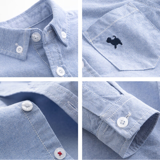 Yupinjia boys' long-sleeved shirt pure cotton spring clothing children's clothing children's baby white shirt children's size 2026 new style blue puppy 140