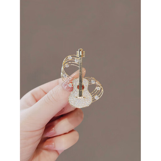 SNQP personalized niche design zircon musical note guitar brooch women's clothing accessories pin musical note guitar brooch