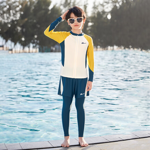 Huili Kinder Badeanzug Boy Split Long-Ärmeln Schwimmstämme mittelgroß