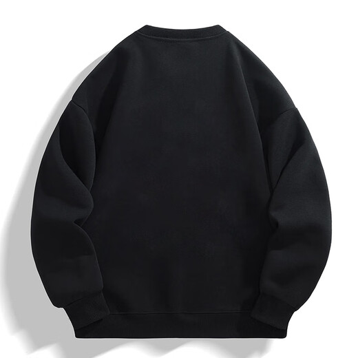 NASA GISS round neck sweatshirt men's loose long-sleeved T-shirt men's and women's same style large size bottoming shirt top black plus velvet 3XL