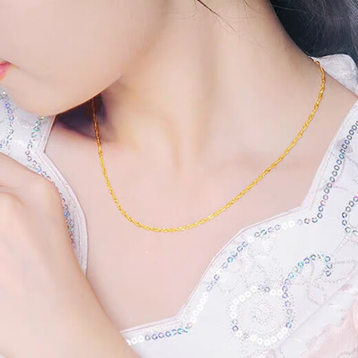Zijue Gold 999 gold necklace for men and women, clavicle chain, gold-plated water wave chain, gift for girlfriend on Valentine's Day, water wave chain 8.4g