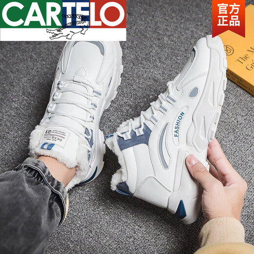 Cartelo Snow Boots Winter Workwear Men's Martin Men's Chaussures Fashion Student High Top Sports Anti-Slip Plus Fleece Fleep Tashered Cotton Chaussures Coton Bleu 9902 Bleu 39