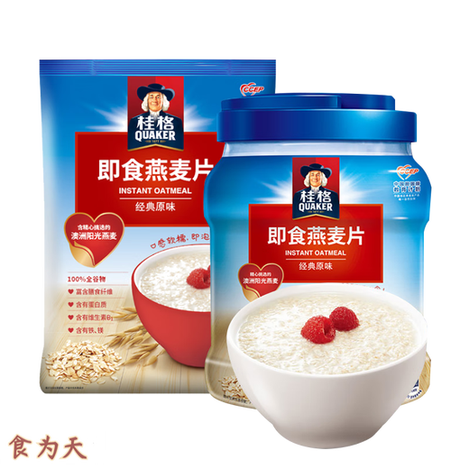 Quaker instant oatmeal flavour 1000g more Specifications optional cereals to drink breakfast instantly cooked and nutritious meal replacement [bag] oatmeal 1478g*1 bag