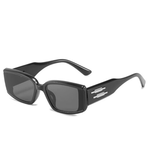 Xinjing color new European and American trendy square frame sunglasses, fashionable hip-hop men's and women's sunglasses, trendy street photography, trendy brand personality, black frame, black and gray film