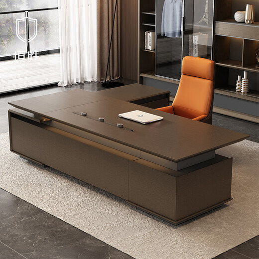 Hengsheng high-end boss desk, simple, modern and light luxury, president desk, chairman's office desk, manager desk and chair combination, 3.2m double cabinet boss desk