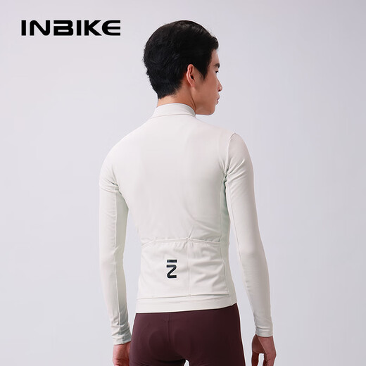 INBIKE Fleece Cycling Wear Autumn and Winter Warm Windproof Long Sleeve Jacket Road Cycling Wear Cycling Top Bud White XL