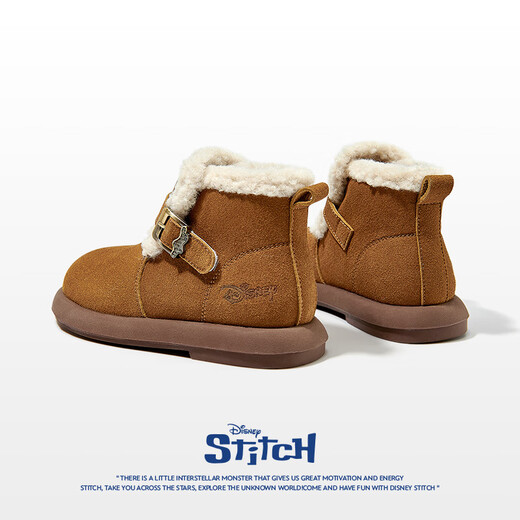 Disney children's shoes girls winter plus plush fur shoes warm Birkenstock shoes children's snow boots DST1026 brown size 29